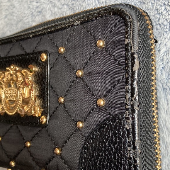 JUICY COUTURE💫Vintage🗝️Black Quilted Gold Beaded Wallet - Picture 7 of 12